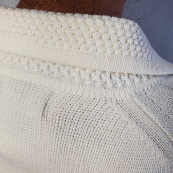 Vintage 70s Rochelle Ivory Belted Cardigan Grandpa Neutral - Picture 5 of 8